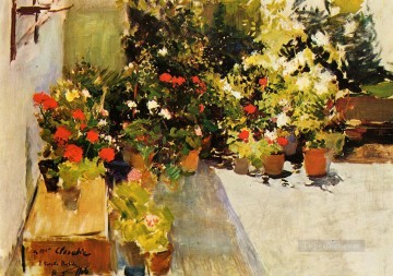 Una azotea con flores pintor Joaquín Sorolla Pinturas al óleo
